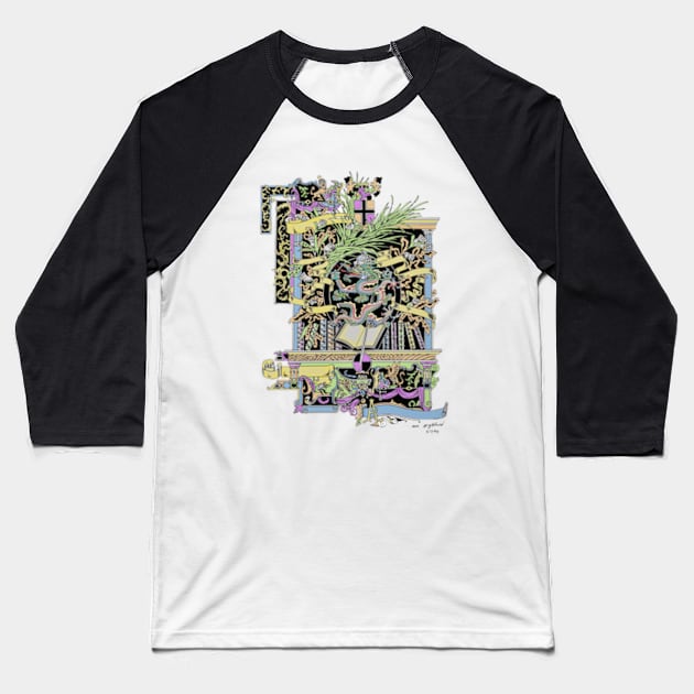 dragon book tattoo Baseball T-Shirt by bert englefield 